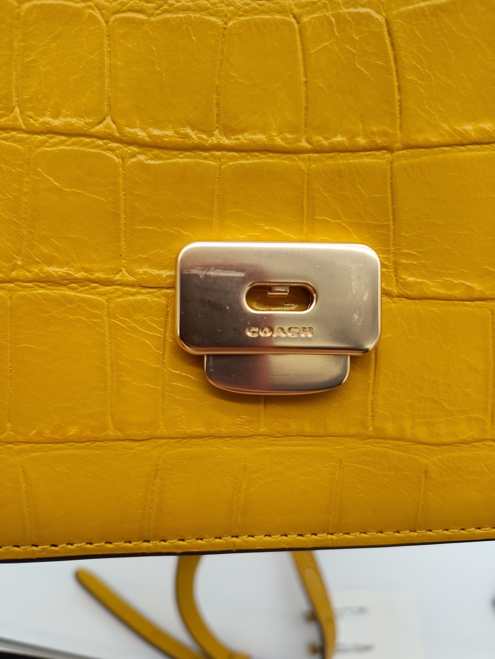 COACH Mini Brynn Crossbody G2179 C5627 NWOT Croc Embossed Mustard Bag - Picture 7 of 16